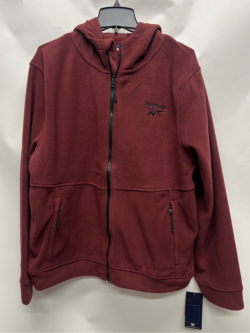 Reebok Men’s Maroon Zip Polar Fleece Hooded Jacket